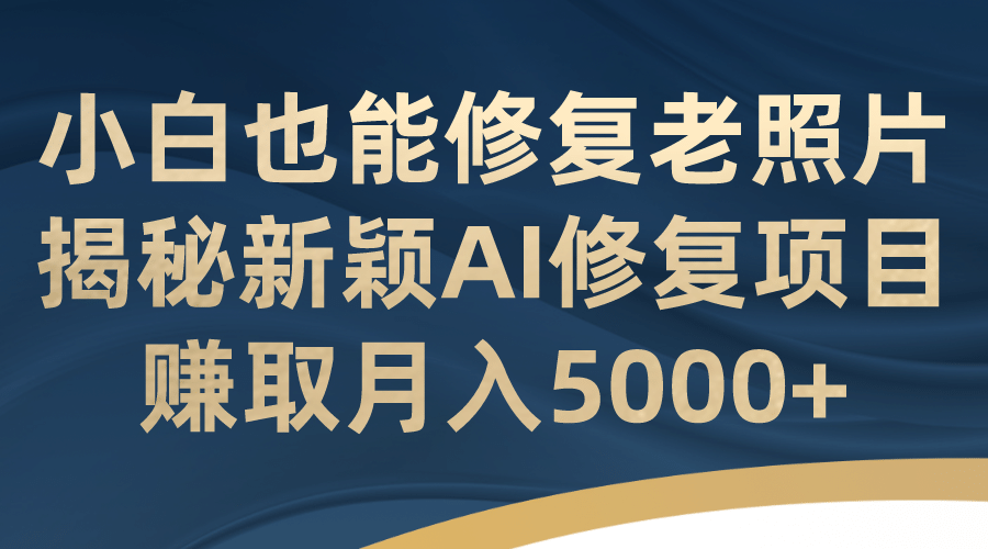 小白也能修复老照片！揭秘新颖AI修复项目，赚取月入5000+-三玖社区