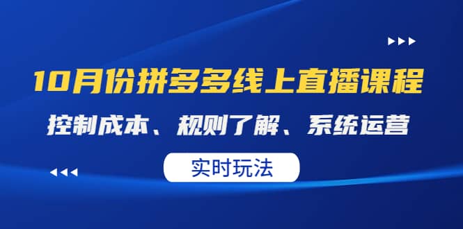 某收费10月份拼多多线上直播课： 控制成本、规则了解、系统运营。实时玩法-三玖社区