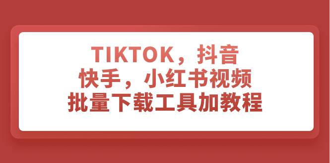 TIKTOK，抖音，快手，小红书视频批量下载工具加教程-三玖社区