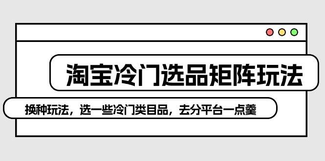 淘宝冷门选品矩阵玩法：换种玩法，选一些冷门类目品，去分平台一点羹-三玖社区