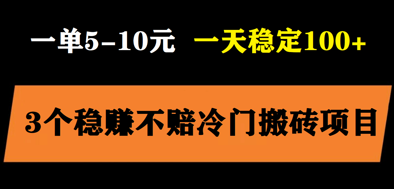 3个最新稳定的冷门搬砖项目，小白无脑照抄当日变现日入过百-三玖社区