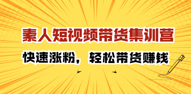 素人短视频带货集训营：快速涨粉，轻松带货赚钱-三玖社区