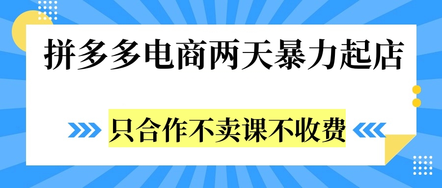 拼多多两天暴力起店，只合作不卖课不收费-三玖社区