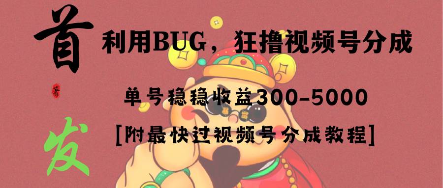 全网独家首发，视频号BUG，超短期项目，单号每日净收益300-5000！-三玖社区