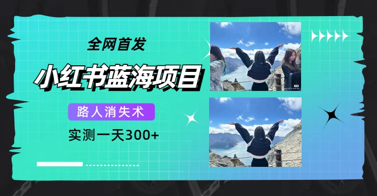 全网首发，小红书蓝海项目，路人消失术，实测一天300+（教程+工具）-三玖社区