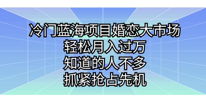 冷门蓝海项目婚恋大市场，轻松月入过万，知道的人不多，抓紧抢占先机-三玖社区