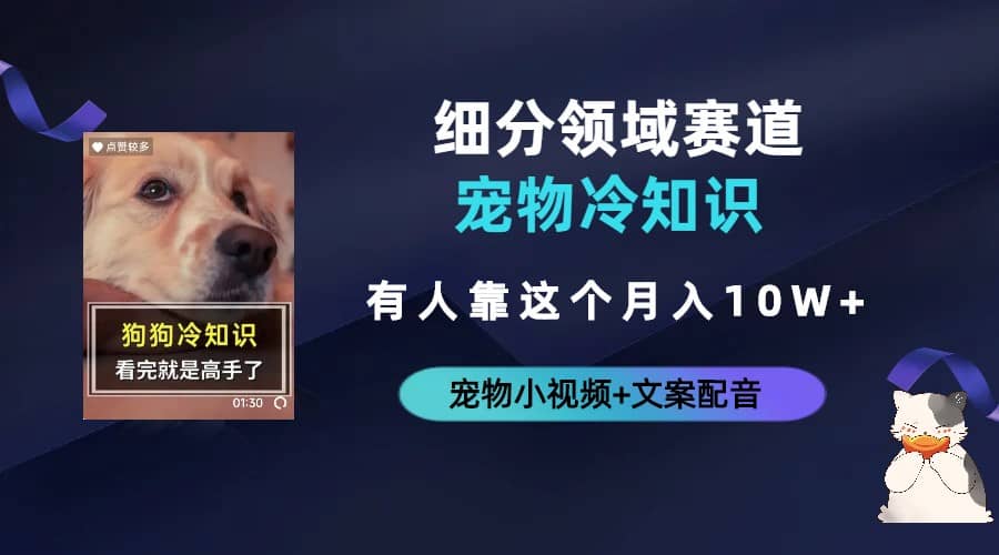 不起眼的抖音细分赛道-宠物冷知识，一段宠物视频配文案，有人靠这个月入10w-三玖社区