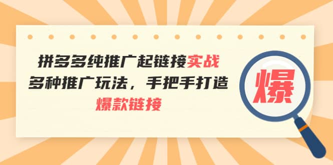 拼多多纯推广起链接实战：多种推广玩法，手把手打造爆款链接-三玖社区