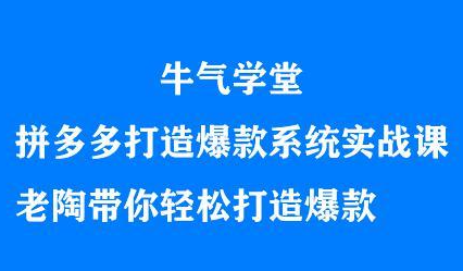 牛气学堂拼多多打造爆款系统实战课，老陶带你轻松打造爆款-三玖社区