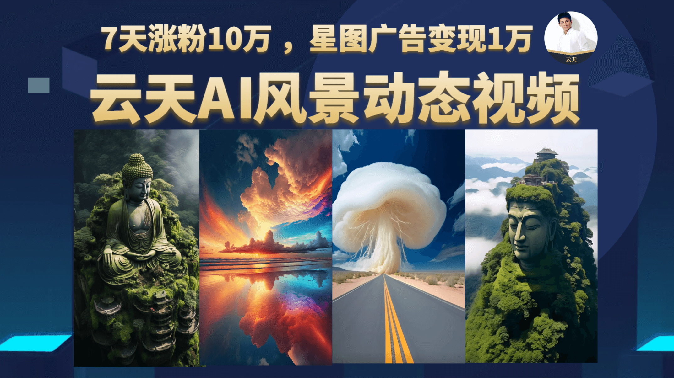 云天AI风景动图视频制作，7天涨粉10万 ，星图广告变现1万-三玖社区