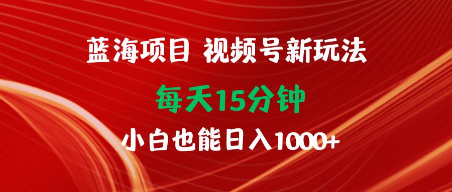 蓝海项目视频号新玩法 每天15分钟 小白也能日入1000+-三玖社区