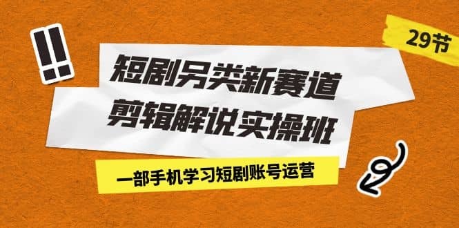 短剧另类新赛道剪辑解说实操班：一部手机学习短剧账号运营（29节 价值500）-三玖社区