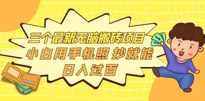 三个最新无脑搬砖项目，小白用手机照抄就能日入过百-三玖社区