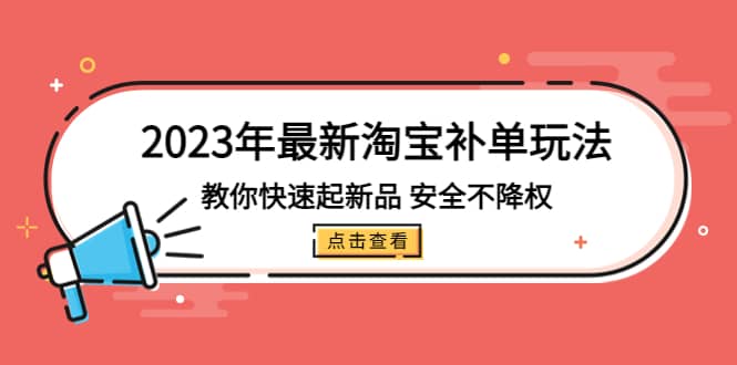 2023年最新淘宝补单玩法，教你快速起·新品，安全·不降权（18课时）-三玖社区
