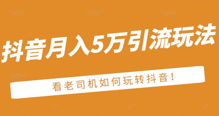 老古董·抖音月入5万引流玩法，看看老司机如何玩转抖音(附赠：抖音另类引流思路)-三玖社区