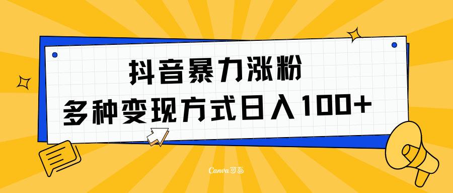 抖音暴力涨粉：多方式变现 日入100+-三玖社区