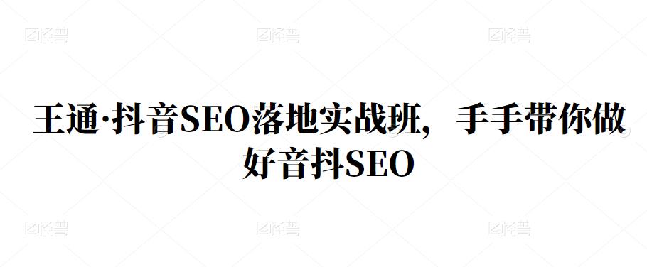 王通·抖音SEO落地实战班，手‬手带你做好音抖‬‬SEO-三玖社区