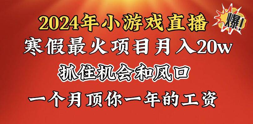 2024年寒假爆火项目，小游戏直播月入20w+，学会了之后你将翻身-三玖社区