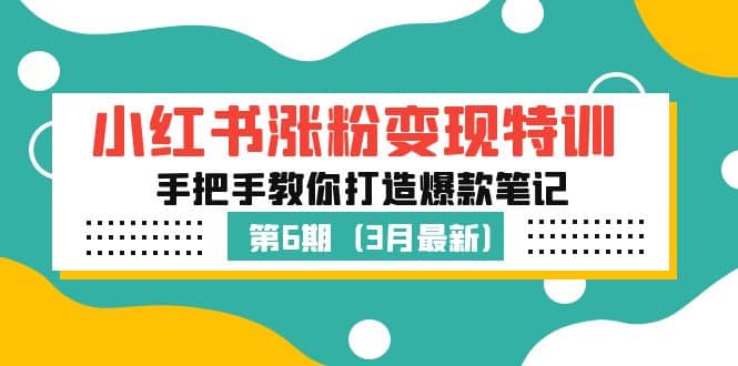 小红书涨粉变现特训·第6期，手把手教你打造爆款笔记（3月新课）-三玖社区