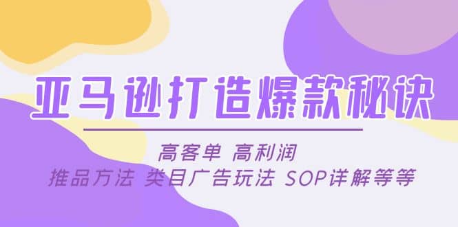亚马逊打造爆款秘诀：高客单 高利润 推品方法 类目广告玩法 SOP详解等等-三玖社区