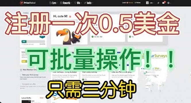 国外项目注册一次0.5美金 只需三分钟无脑操作 可批量放大 小白工作室福利-三玖社区