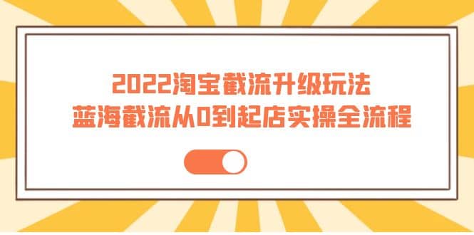 2022淘宝截流升级玩法：蓝海截流从0到起店实操全流程 价值千元-三玖社区