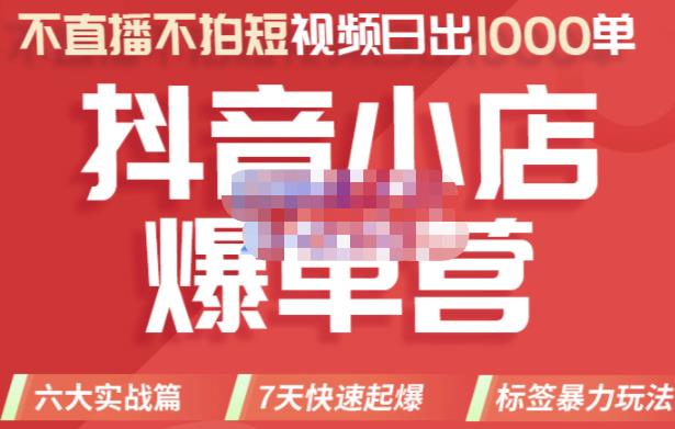 2022年抖音小店爆单营，不直播、不拍短视频、日出1000单，暴力玩法-三玖社区