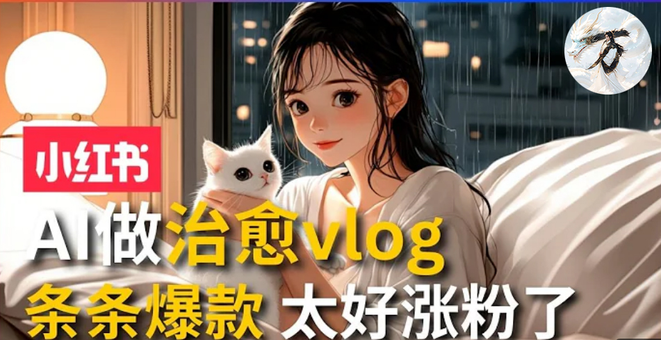 AI治愈系vlog动画视频，小红书7天 涨粉破千，商单报价1500+，0成本制作，日入2000+，有手就会 -三玖社区