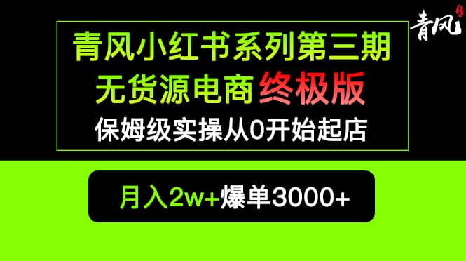 小红书无货源电商爆单终极版【视频教程+实战手册】保姆级实操从0起店爆单-三玖社区