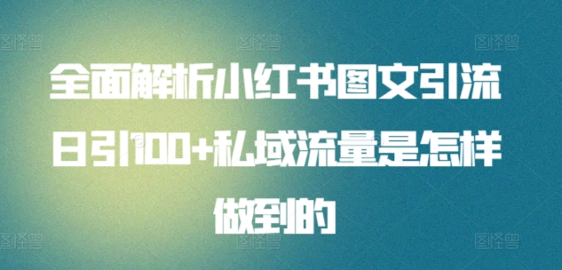 日引流100私域流量小红书图文是怎样做到的全面解析-三玖社区