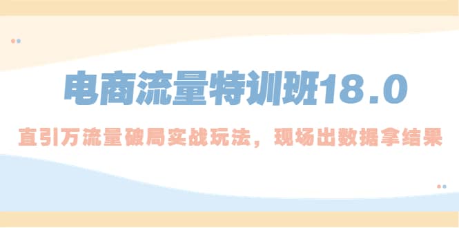 电商流量特训班18.0，直引万流量破局实操玩法，现场出数据拿结果-三玖社区