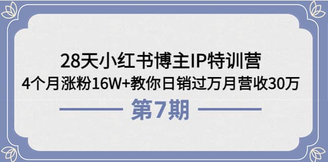 28天小红书博主IP特训营《第6+7期》4个月涨粉16W+教你日销过万月营收30万-三玖社区