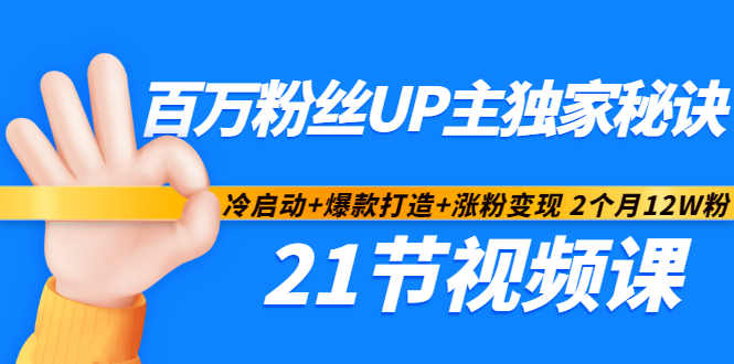 百万粉丝UP主独家秘诀：冷启动+爆款打造+涨粉变现2个月12W粉（21节视频课)-三玖社区