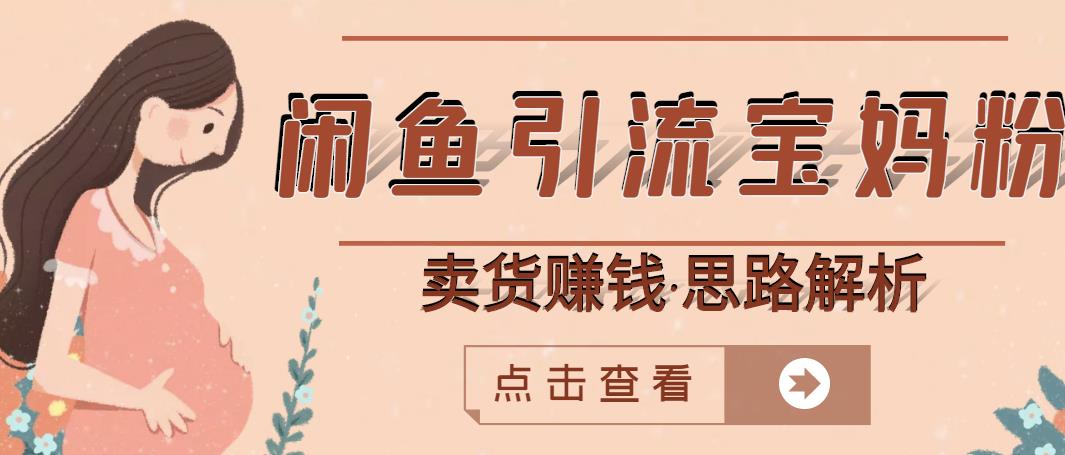 闲鱼引流宝妈粉+卖货赚钱一个月收益30000+（实操视频教程）-三玖社区