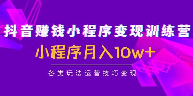 抖音小程序变现训练营：小程序各类玩法运营技巧变现-三玖社区