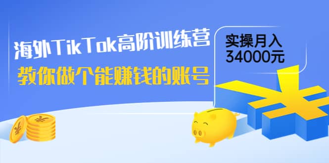 海外TikTok高阶训练营：教你做个能赚钱的账号，实操月入34000元！-三玖社区