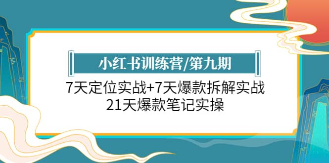 小红书训练营/第九期：7天定位实战+7天爆款拆解实战，21天爆款笔记实操-三玖社区