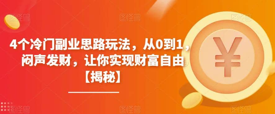 4个冷门副业思路玩法，从0到1，闷声发财，让你实现财富自由【揭秘】-三玖社区