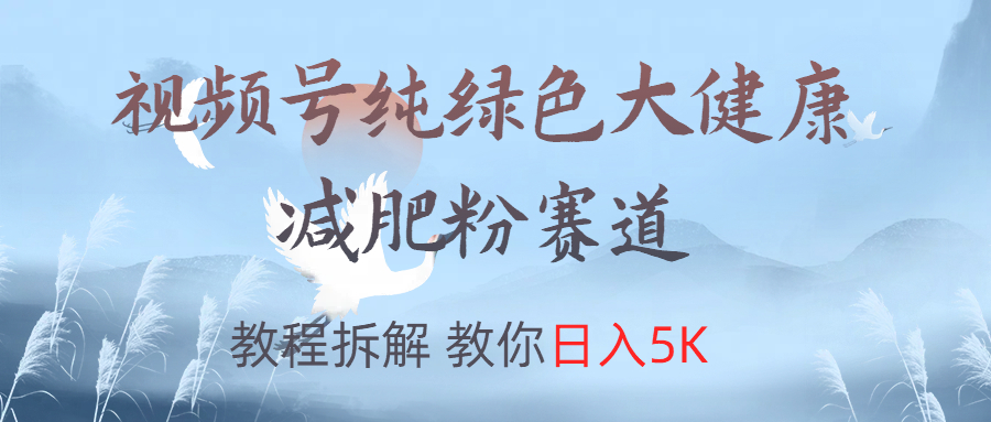 视频号纯绿色大健康粉赛道，教程拆解，教你日入5K-三玖社区
