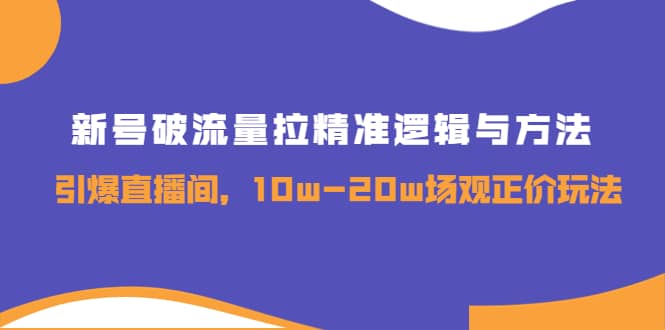 新号破流量拉精准逻辑与方法，引爆直播间，10w-20w场观正价玩法-三玖社区