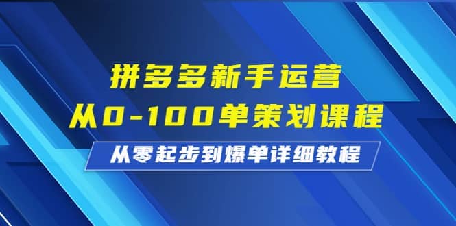 拼多多新手运营从0-100单策划课程，从零起步到爆单详细教程-三玖社区