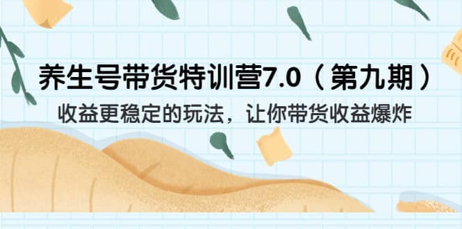 养生号带货特训营7.0（第九期）收益更稳定的玩法 让你带货收益爆炸（11节）-三玖社区