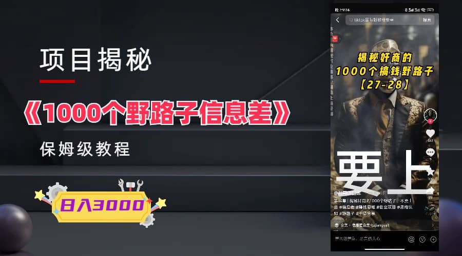 1000个野路子信息差保姆式教程-单日变现3000+的玩法解密-三玖社区