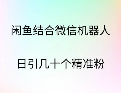闲鱼结合微信机器人，日引几十个精准粉-三玖社区