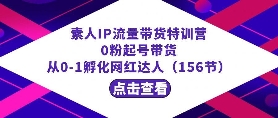 繁星·计划素人IP流量带货特训营：0粉起号带货 从0-1孵化网红达人（156节）-三玖社区