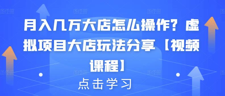 月入几万大店怎么操作？虚拟项目大店玩法分享【视频课程】-三玖社区