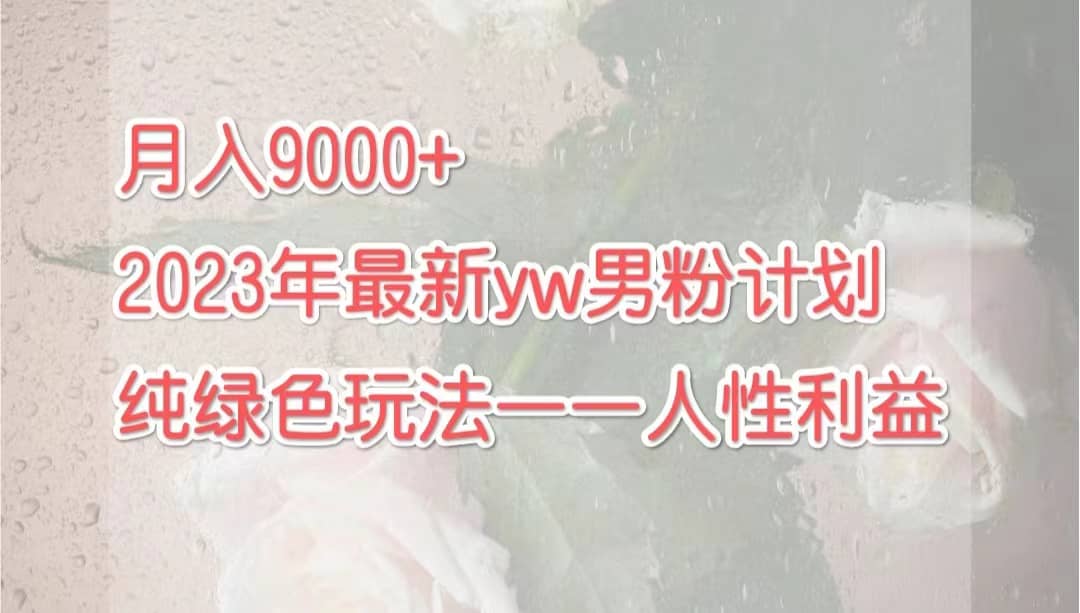月入9000+2023年9月最新yw男粉计划绿色玩法——人性之利益-三玖社区