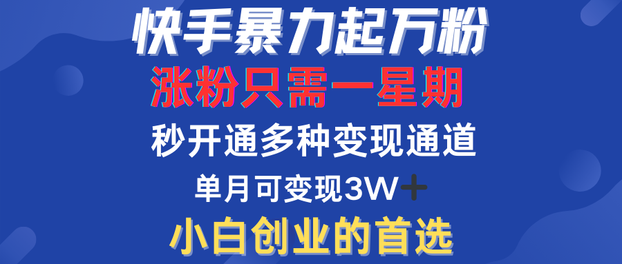 快手暴力起万粉，涨粉只需一星期！多种变现模式-三玖社区