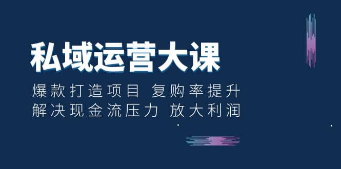 私域运营大课：爆款打造项目 复购率提升 解决现金流压力 放大利润-三玖社区