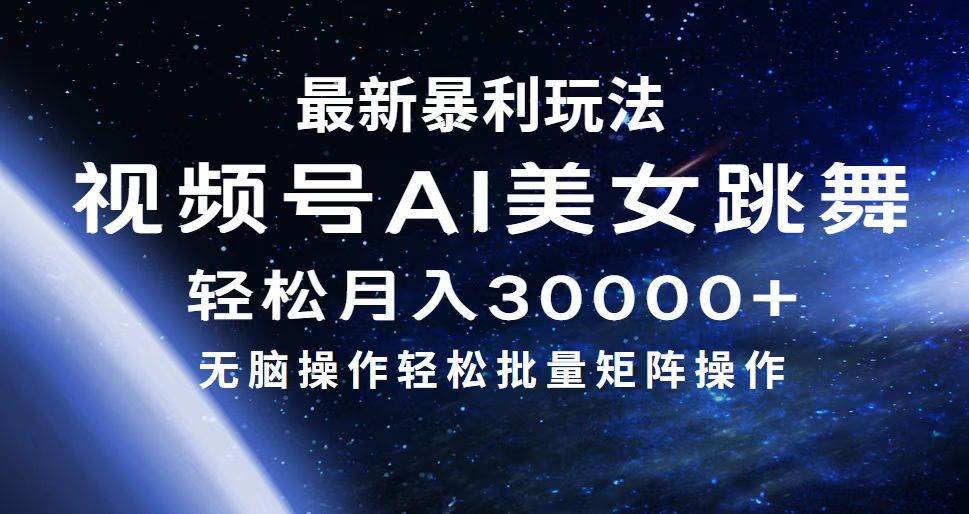 最新暴利玩法视频号AI美女，简单矩阵轻松月入30000+-三玖社区